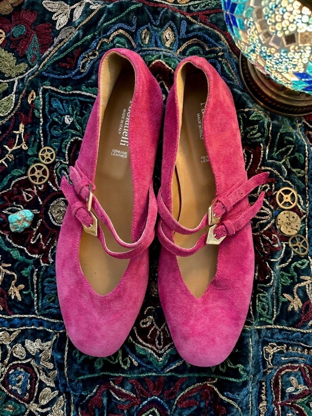 Fabianelli Women’s Suede Flats in Pink - Genuine Leather Size 42 / 11